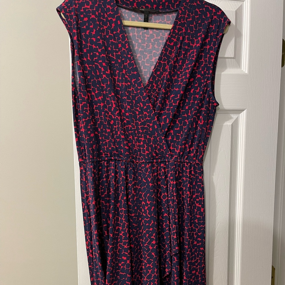 Blue and red BCBG v neck dress